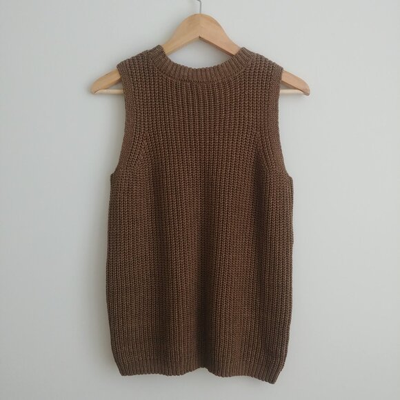 Philosophy sleeveless thick knit sweater olive brown Medium - Picture 10 of 16